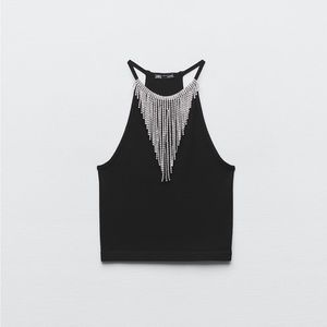 ZARA SEAMLESS JEWEL HALTER TOP